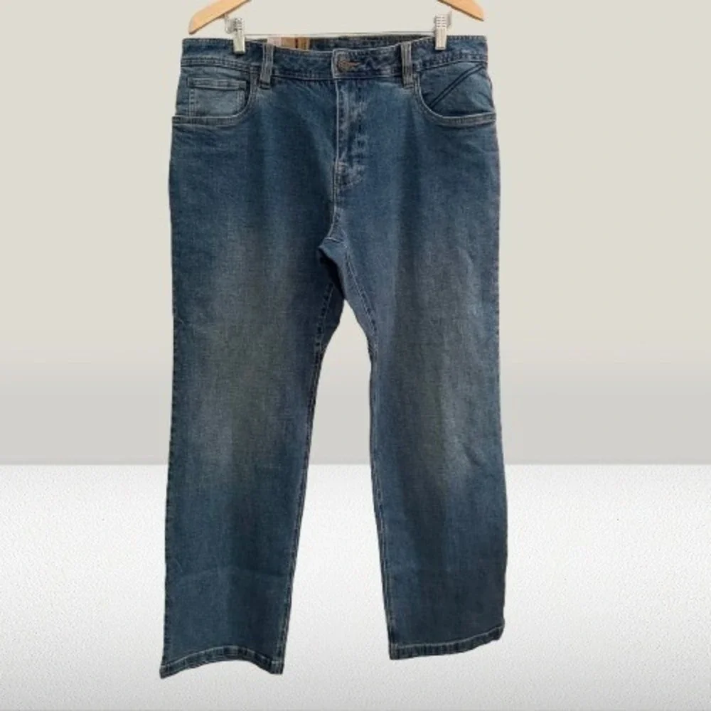 NEW prAna Axiom Straight-Leg Jeans Antique Stone Wash Blue Size 31 x 32